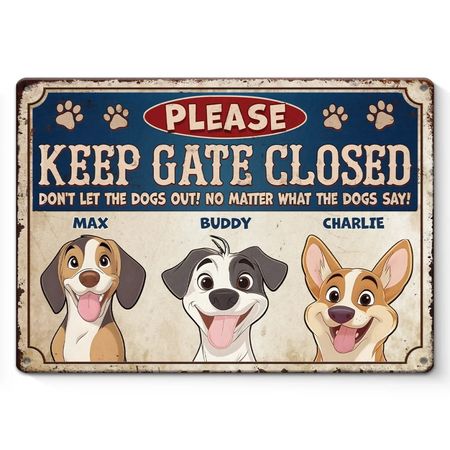 Escape Artists At Work - Dog Personalized Custom Home Decor Metal Sign - Father's Day, House Warming Gift For Pet Owners, Pet Lovers